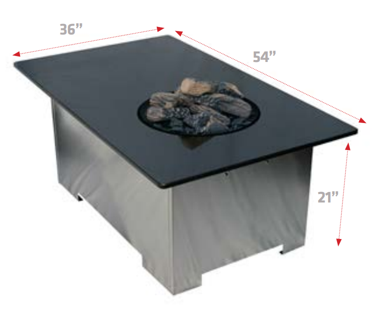 Mountains West Fire Coffee Table dimensions