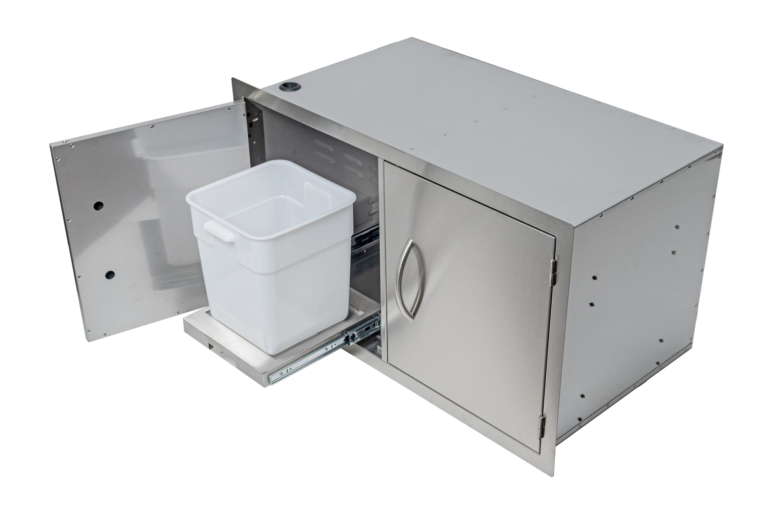 outdoor cabinet with garbage bin